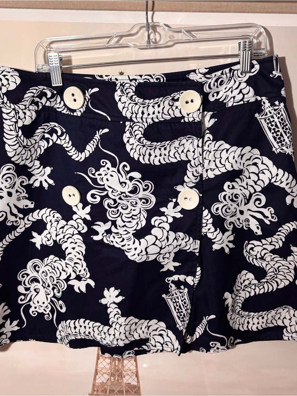 Lilly Pulitzer dragon print wrap mini skirt